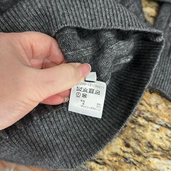ESTNATION Vintage Gray Cable Knit Wool Blend Turtleneck Sweater Size M - Picture 6 of 8